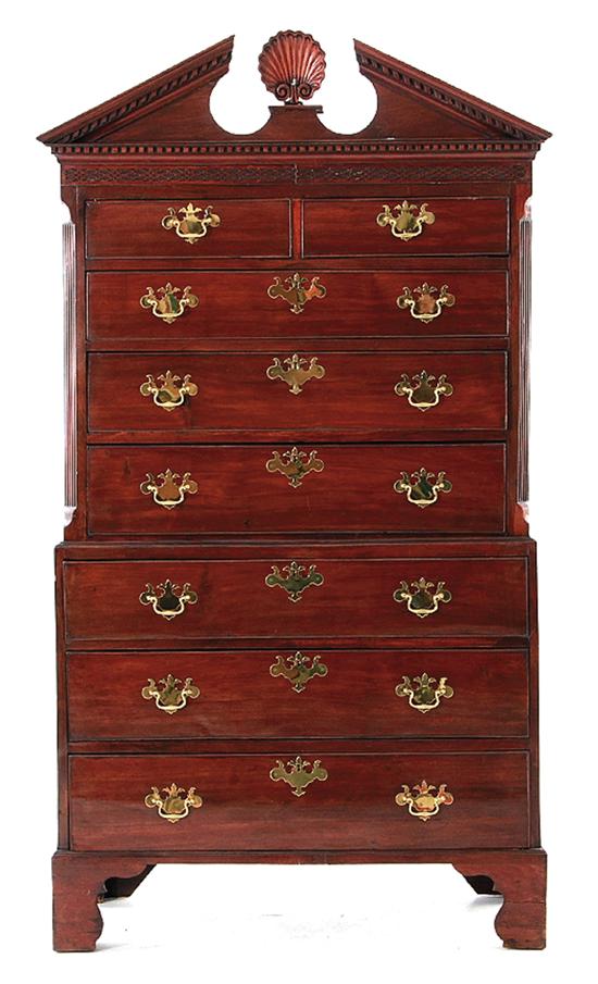 George III carved mahogany chest on chest
