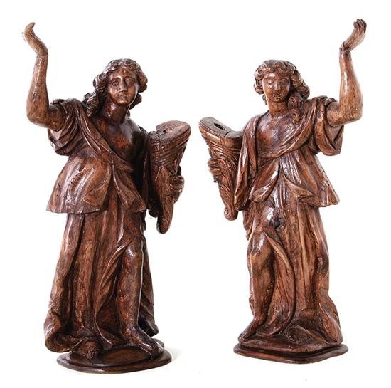 Pair Italian carved wood figures 1392c5