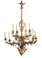 French bronze eleven-light chandelier