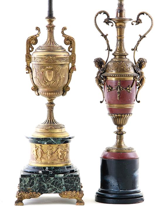 French bronze and marble urns converted 139310