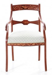 Dutch marquetry inlaid mahogany armchair