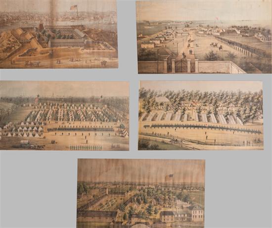  Civil War Camp Views Six chromolithographs 13966a