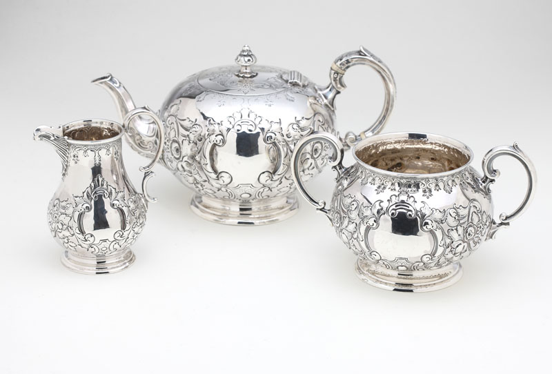 A Victorian sterling silver part tea service