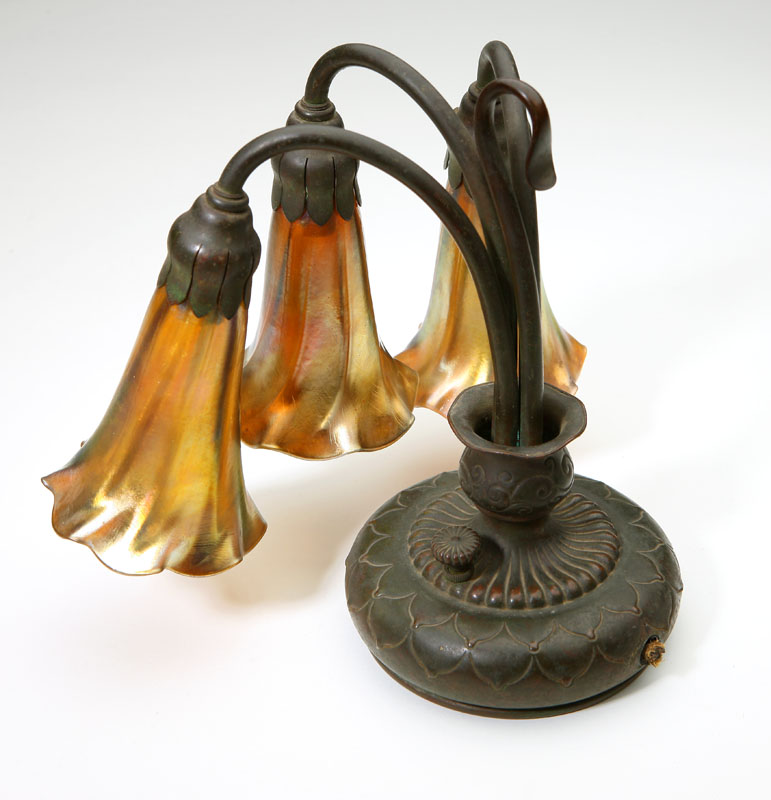 A Tiffany Studios patinated bronze and Favrile