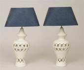 PAIR OF MODERN PIERCED BISQUE BALUSTER SHAPED 13c18d