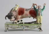 STAFFORDSHIRE PEARLWARE BULL BAITING  13ccd3