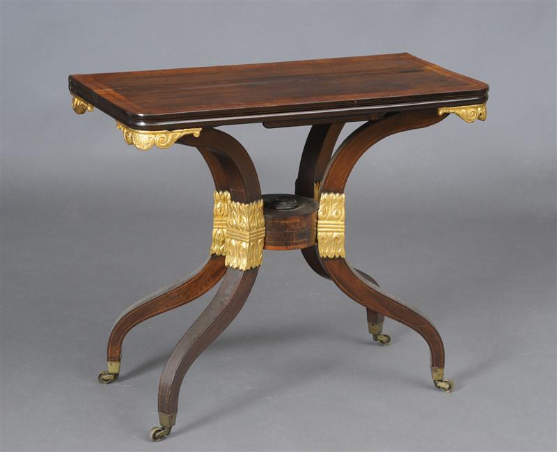 REGENCY INLAID ROSEWOOD AND PARCEL-GILT GAMES