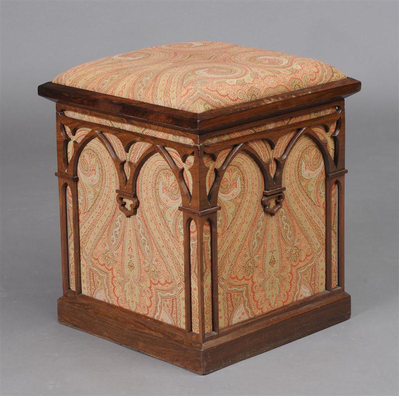 GOTHIC REVIVAL ROSEWOOD TABOURET/BOX The
