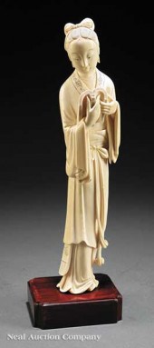 A Chinese Carved Ivory Figure of a Beautiful