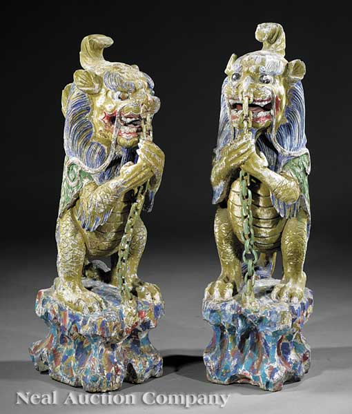 A Pair of Chinese Polychrome Painted 13d115