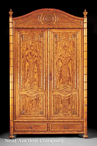 An Aesthetic Pine Faux Bamboo Armoire 13d227