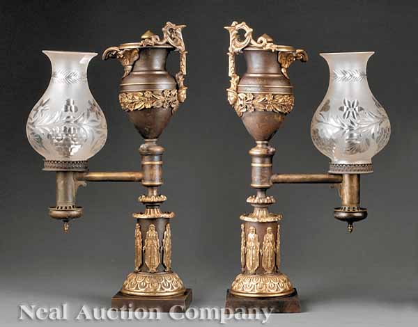 A Pair of Regency Gilt and Patinated Bronze