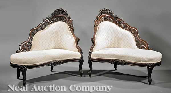 A Pair of American Rococo Carved and