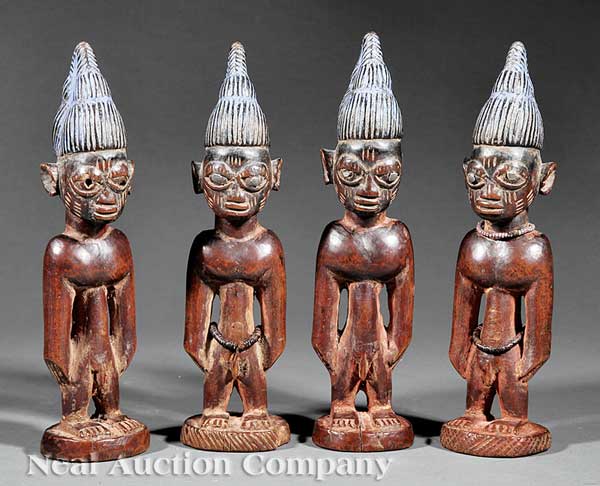 Four African Carved Wood Ibeji 13e5ef