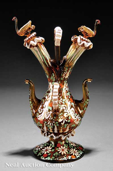 A Moser Enameled Amber Glass Cruet 13e660