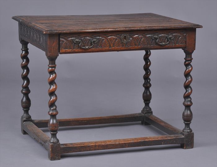 JACOBEAN CARVED OAK SIDE TABLE 13f1a9
