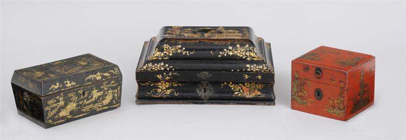 REGENCY BLACK LACQUER SEWING BOX 13f673