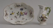 MEISSEN EWER AND BASIN Circa 1750; painted