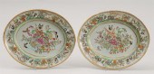 PAIR OF CANTON ENAMELED OVAL PLATTERS