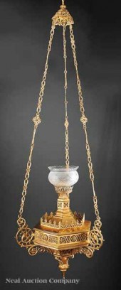 A Fine American Gothic Gilt Bronze Lantern