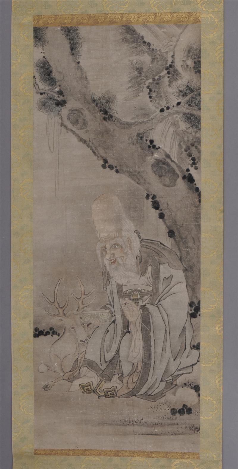 CHINESE SCROLL PAINTING OF A SCHOLAR WITH