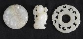 TWO CHINESE CARVED PALE CELADON JADE
