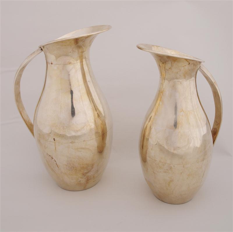 TWO MEXICAN SILVER GRADUATED PITCHERS 13dc4e