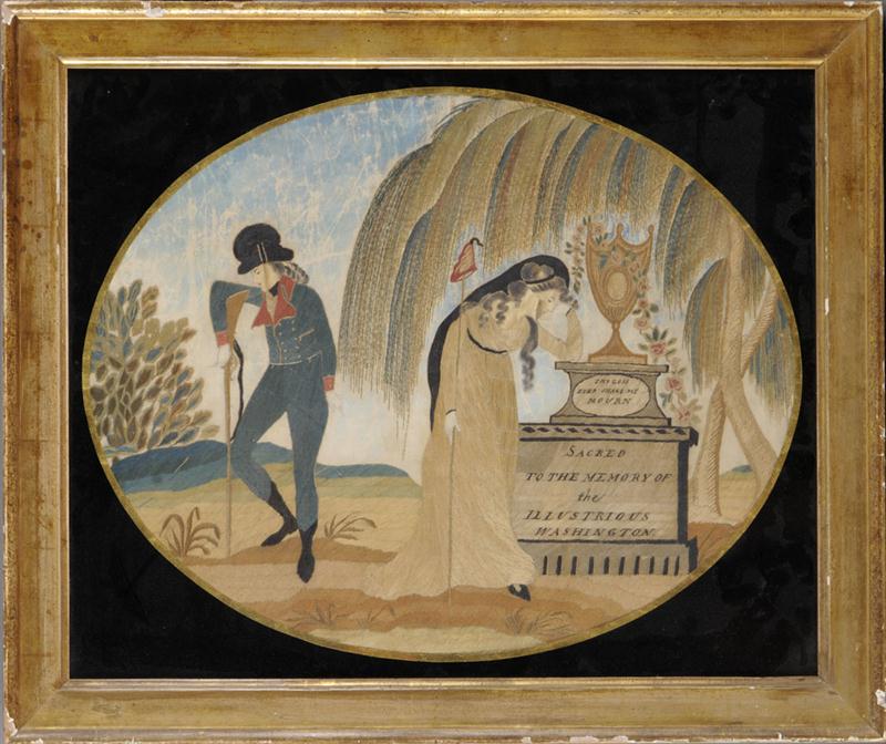 AMERICAN SILKWORK MOURNING PICTURE: