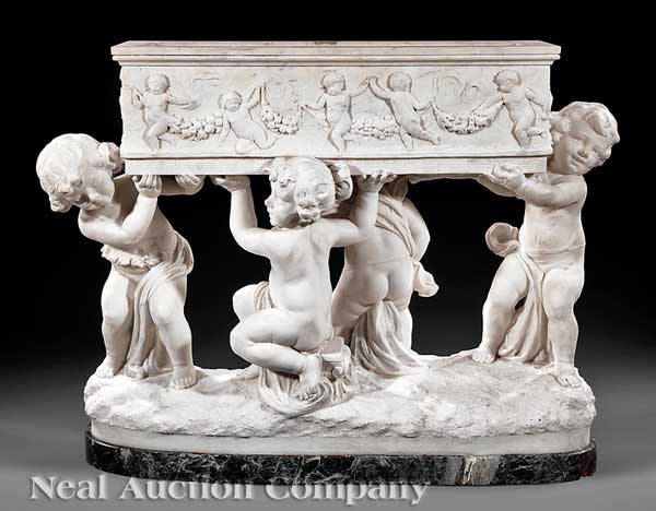 An Italian Carrara Marble Figural Jardinière