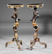 A Pair of Baroque-Style Carved Ebonized