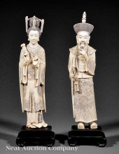 A Pair of Chinese Carved Ivory Emperor