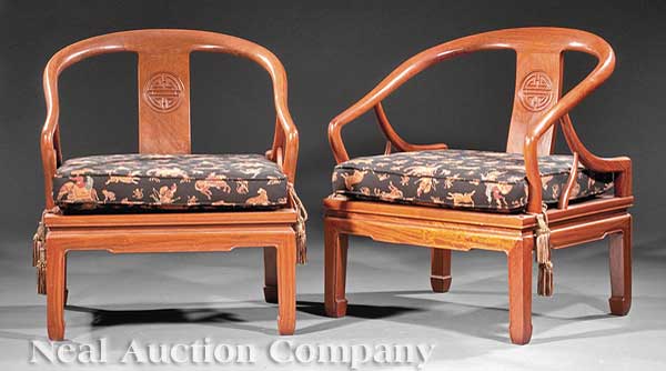 A Pair of Chinese Carved Hardwood