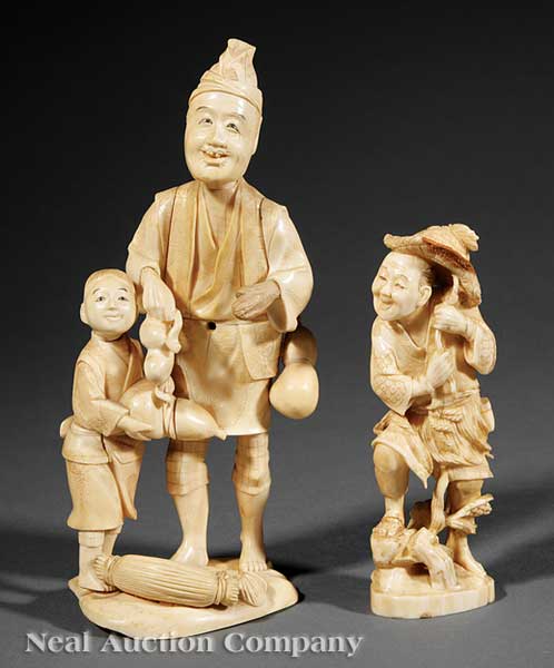 Two Japanese Carved Ivory Okimono 141d9c
