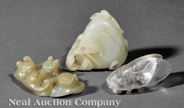 Two Chinese Carved Celadon Jade 141dbc