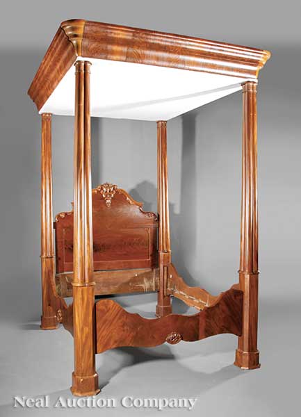 An American Rococo Carved Mahogany Full Tester
