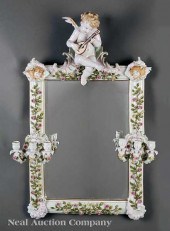 An Antique Continental Porcelain Mirror