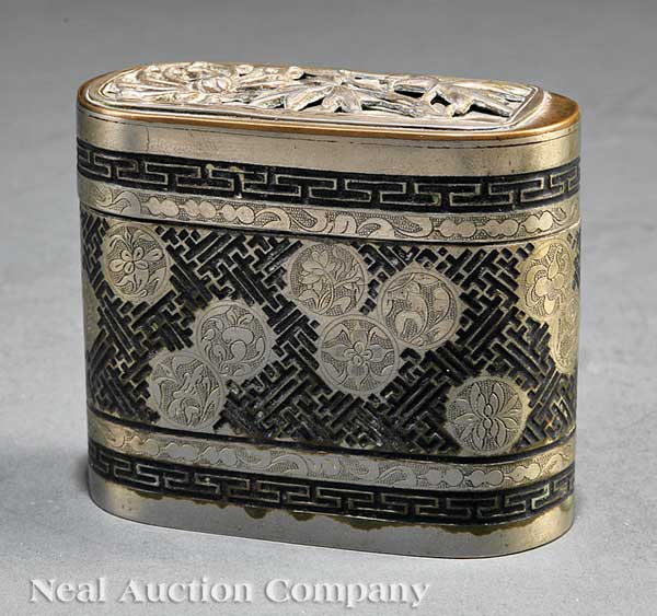 A Chinese Enameled Paktong Box late 19th/early
