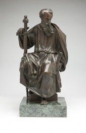 A Continental patinated bronze figure