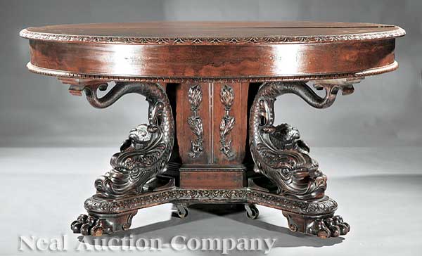 A Fine American Carved Walnut Banquet Table