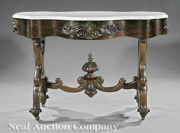A Rare American Rococo Carved Rosewood Library