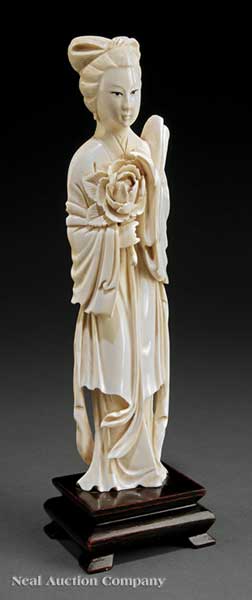 A Chinese Ivory Figure of a Beautiful Maiden