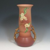 Roseville Apple Blossom Handled Vase