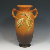 Roseville Freesia Vase brown yellow 14344d