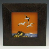 Dec Art framed tile of sea gulls. Marked