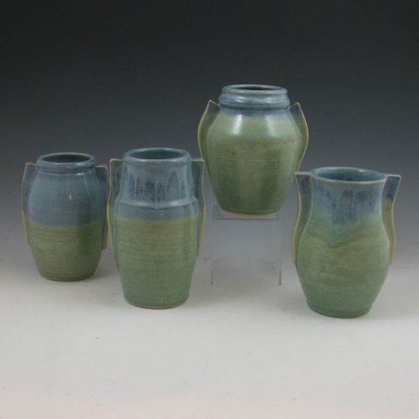 Four Seiz stoneware matte green 143d57