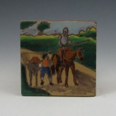 Colorful art tile with Don Quixote and