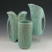 Two McCoy Butterfly vases and a pitcher.