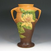 Roseville Water Lily vase in brown.