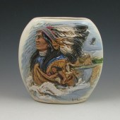 Rick Wisecarver pillow vase with a Native