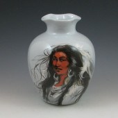 Rick Wisecarver vase with Native American